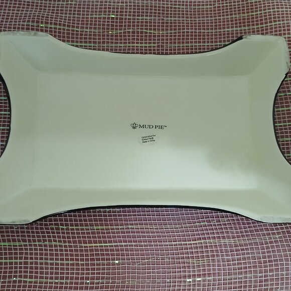 Set of Two Handcrafted Porcelain Display Stands by Mud Pie-Black, Cream & Gold - Picture 6 of 6